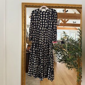 Zara Black and White Floral Long Sleeve Dress